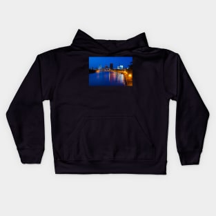 Rochester NY Skyline at Dusk Genesee River Kids Hoodie